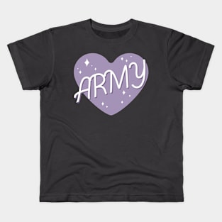 BTS ARMY purple heart borahae typography Kids T-Shirt